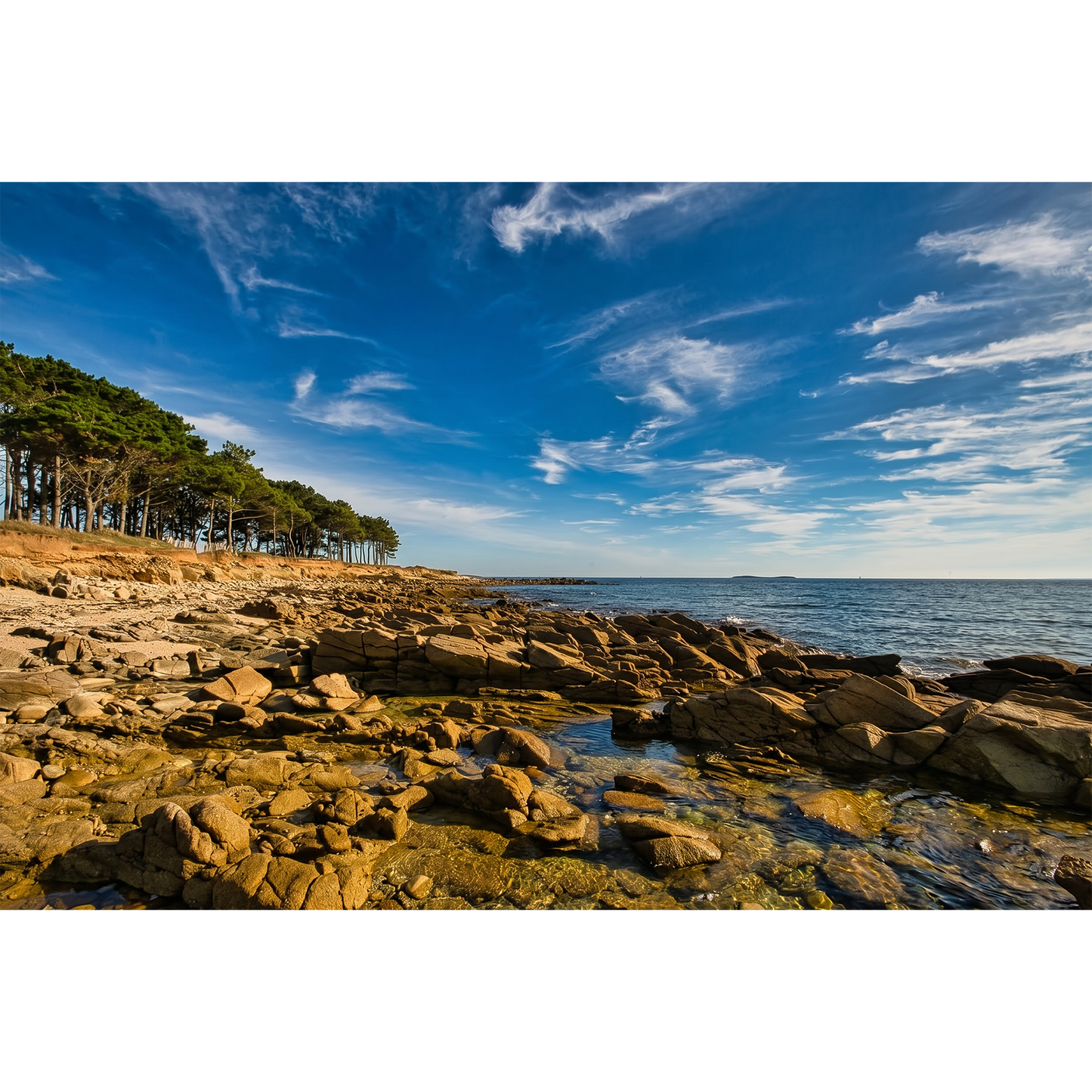 Brittany Beach, Rocky Shoreline and Pine Forest