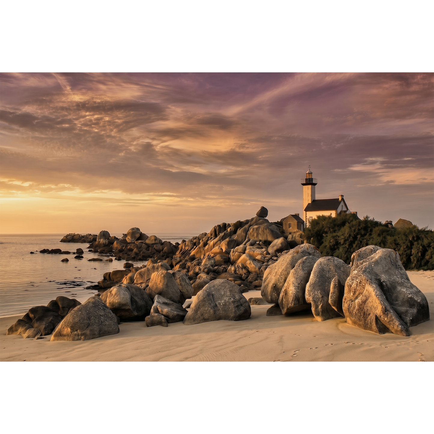 Phare de Pontusval - Golden Hour Over the Granite Coast of Brittany