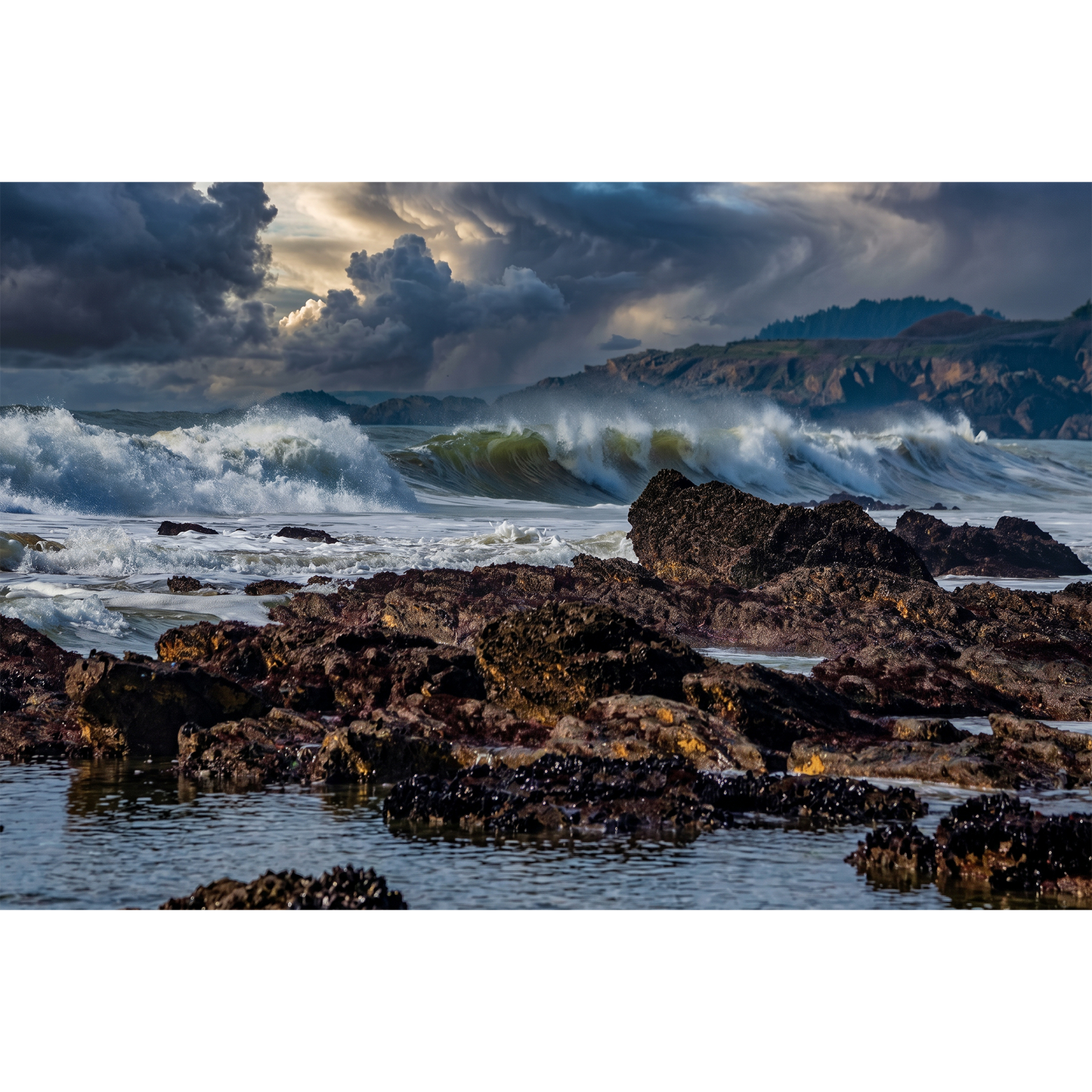 Brittany Beach, Crashing Waves and Moody Storm Clouds