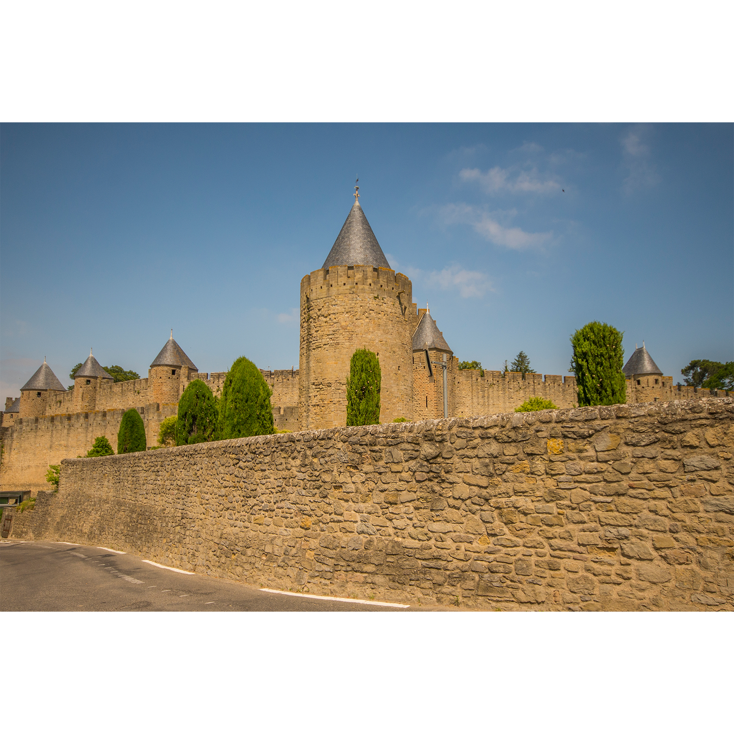 Carcassonne, Imposing Medieval Fortress Towers and Stone Rampart