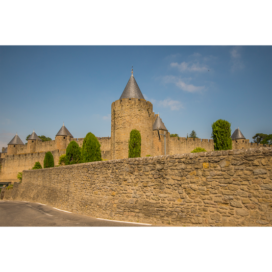 Carcassonne, Imposing Medieval Fortress Towers and Stone Rampart