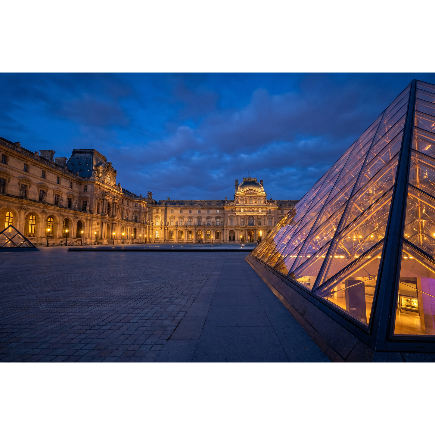 Paris Louvre by Night - The Glowing Pyramid and Historic Palace