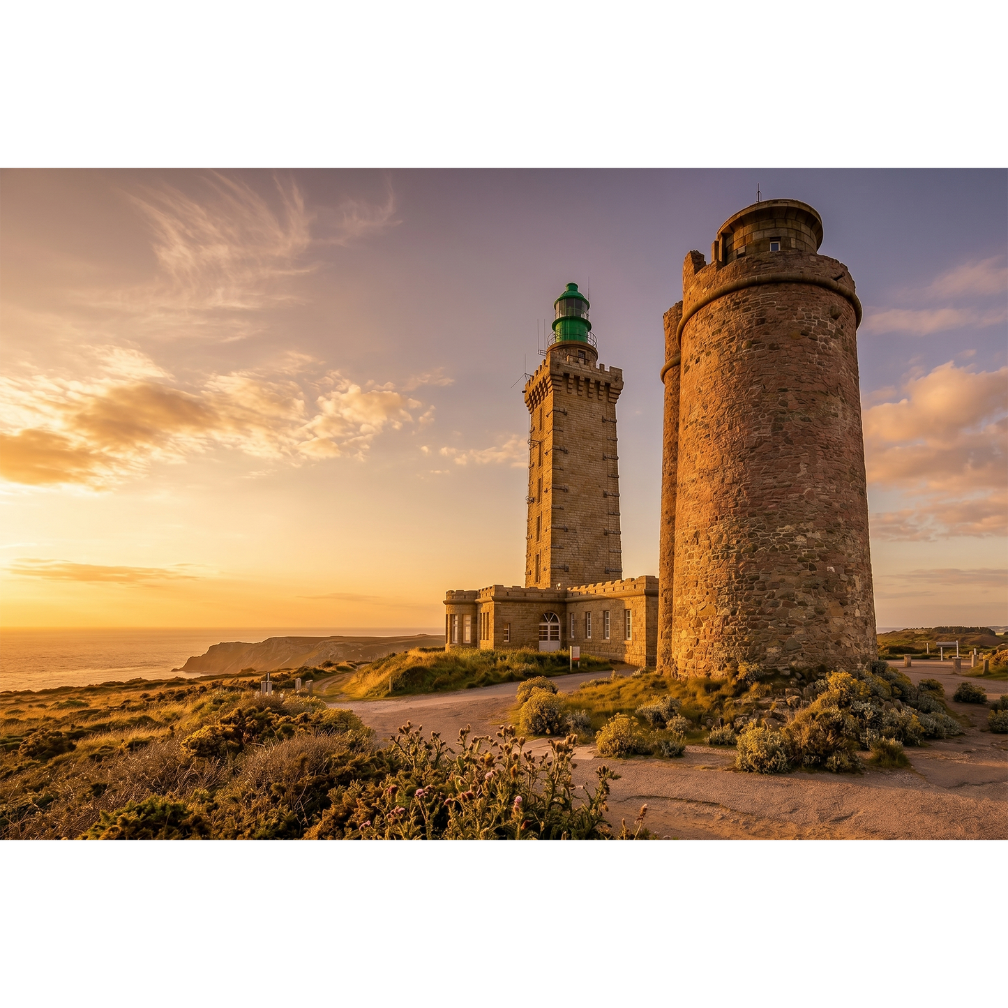 Phare du Cap Fréhel - Historic Lighthouse and Ancient Tower at Golden Hour