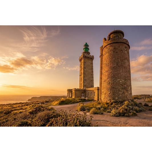 Phare du Cap Fréhel - Historic Lighthouse and Ancient Tower at Golden Hour