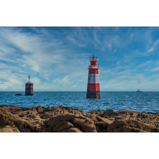 Port-Louis - Red and White Sea Beacon at the Harbor Entrance