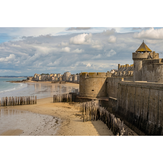 Saint-Malo - Historic Fortress Ramparts and Low-Tide Sandy Beach