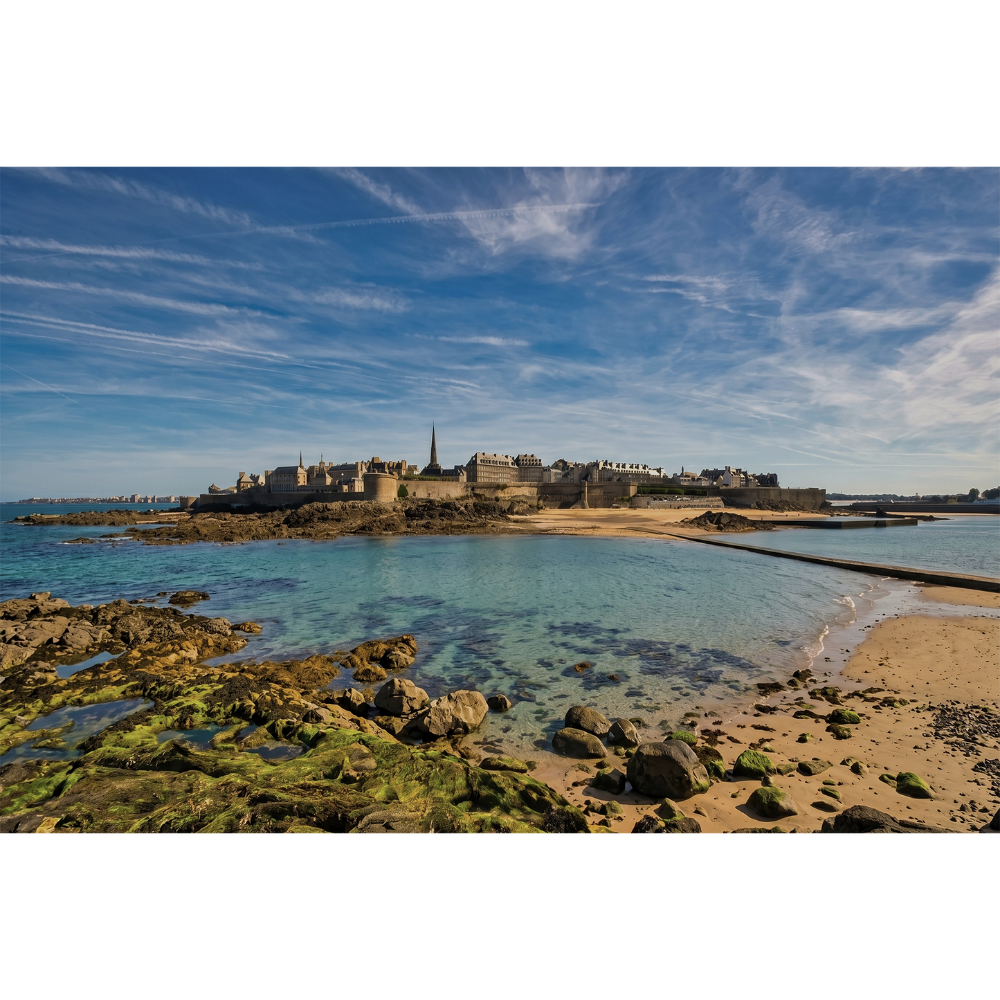 Saint-Malo - Turquoise Bay and the Walled City at Low Tide