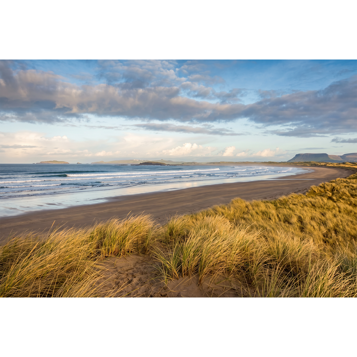 Streedagh Beach 01 - Golden Dunes and Distant Benbulbin Mountain
