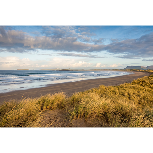 Streedagh Beach 01 - Golden Dunes and Distant Benbulbin Mountain
